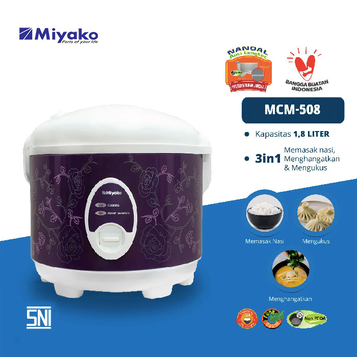Miyako Rice Cooker 1.8 Liter - MCM508 Purple Rose